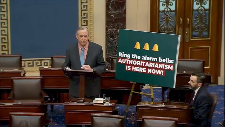 Democrat senator slams Trump in overnight marathon speech
