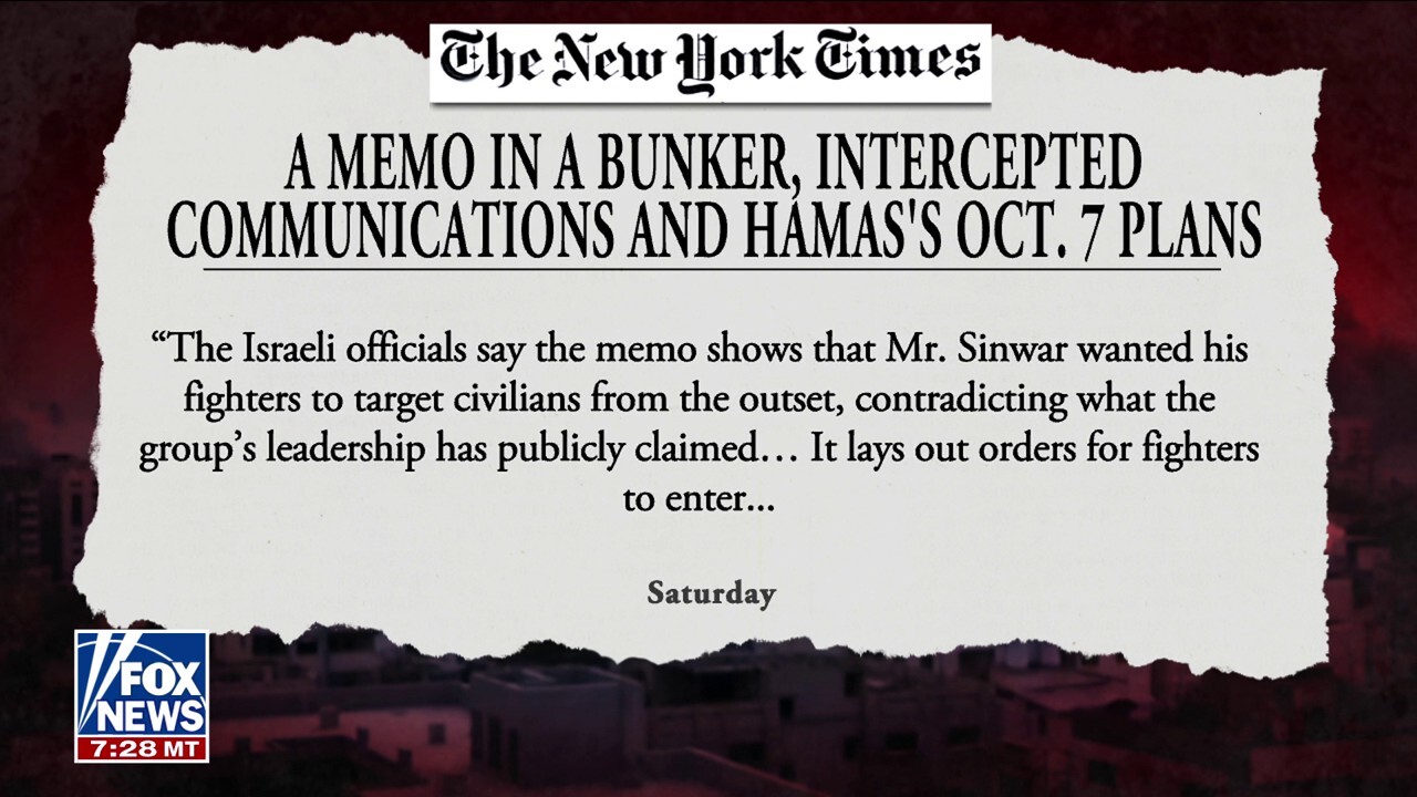 Hamas memo reportedly reveals sinister details of Oct. 7 attack