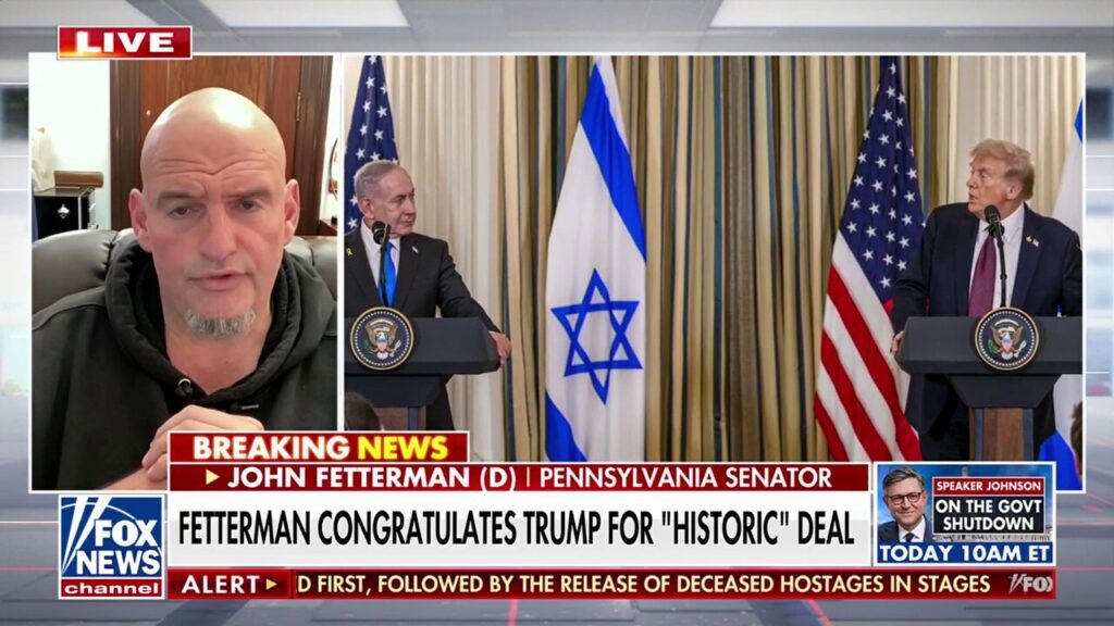 Fetterman 'optimistic' about longevity of Trump-brokered Gaza peace deal