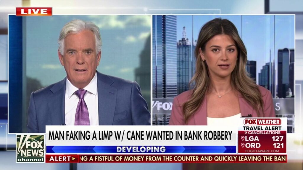 Man who allegedly faked a limp using a cane wanted in bank robbery