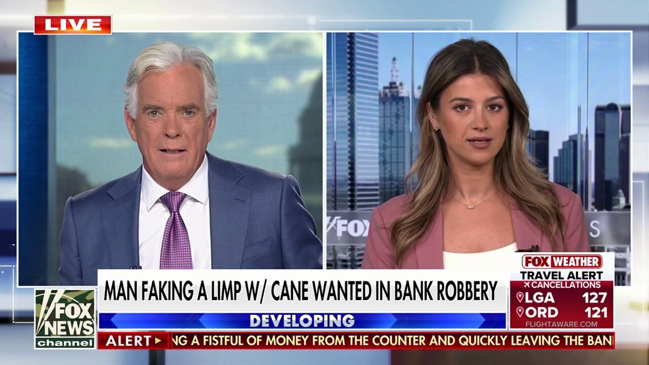 Man who allegedly faked a limp using a cane wanted in bank robbery