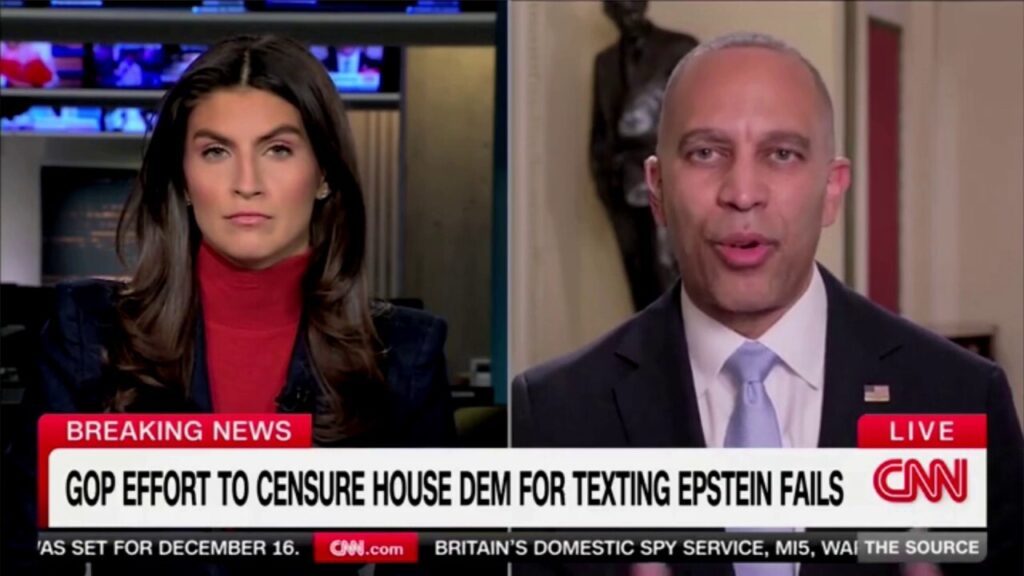 Hakeem Jeffries pressed multiple times on appropriateness of Plaskett's messages with Jeffrey Epstein