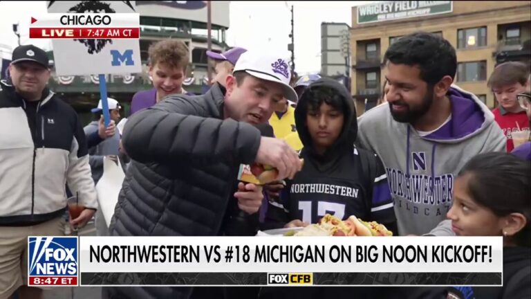Michigan, Northwestern fans enjoy Chicago-style hot dogs at Wrigley Field