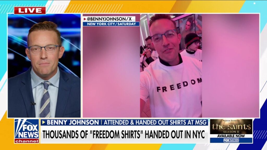 Turning Point USA hands out ‘Freedom’ shirts at New York City UFC event