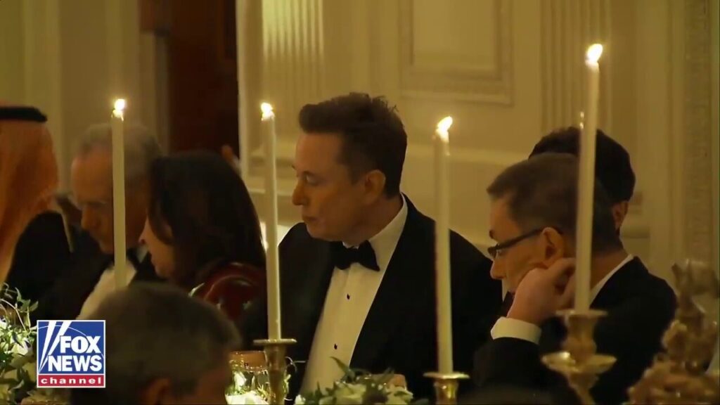 Elon Musk seen at black-tie White House dinner