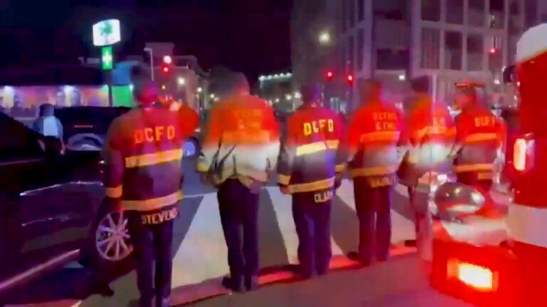 DC firefighters honor National Guard member Beckstrom during dignified transfer