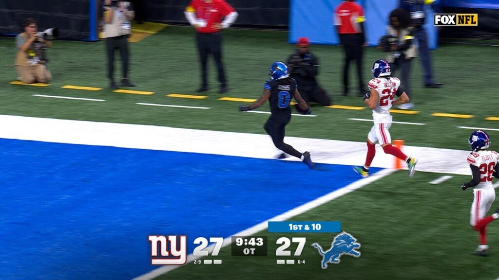 Jahmyr Gibbs rushes for ELECTRIC 69-YARD TD to SEAL Lions' 34-27 win over Giants