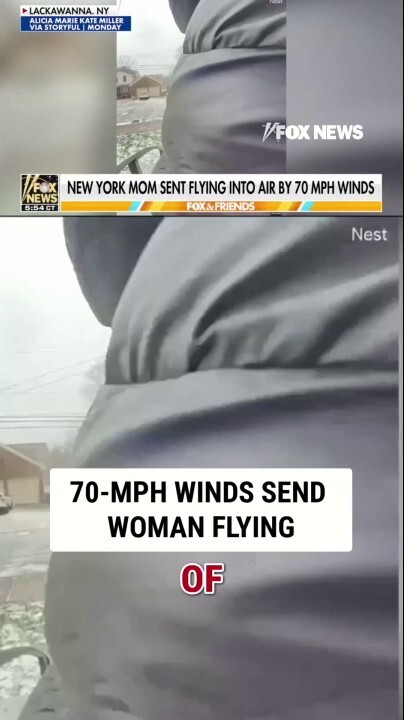 WATCH: 70-MPH winds send woman FLYING