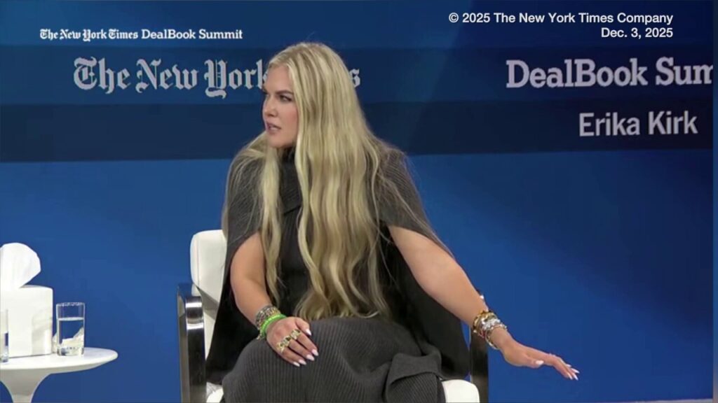 Erika Kirk speaks at New York Times DealBook Summit