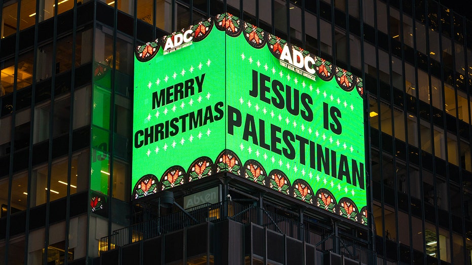 'Jesus is Palestinian' billboard in Times Square this week placed by Arab-American rights group