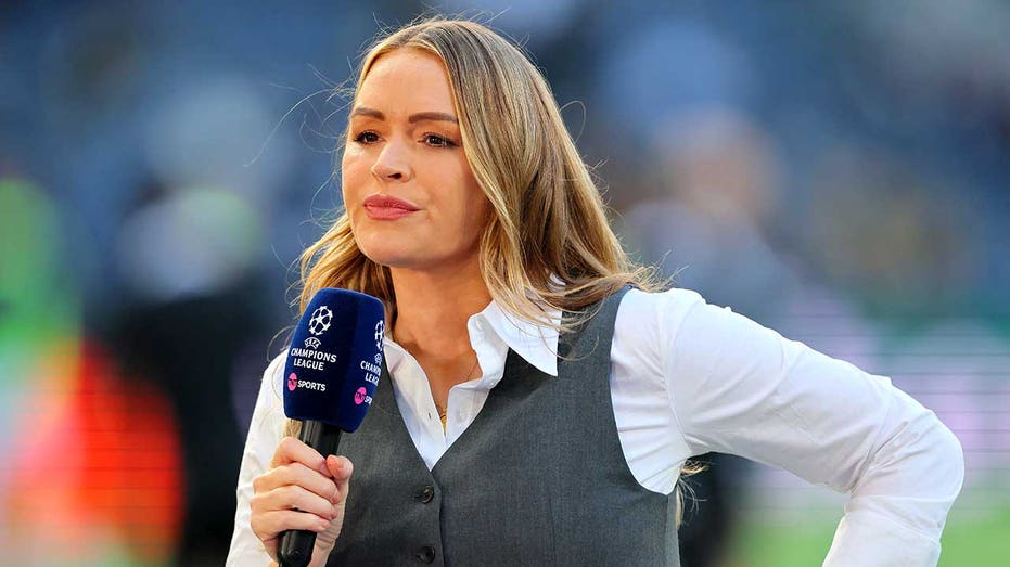 British sports presenter Laura Woods collapses live on air during women's soccer match, caught by colleagues