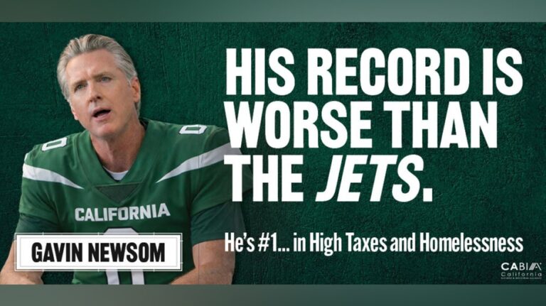 California business group unveils Times Square billboard comparing Newsom to NY Jets during Super Bowl week
