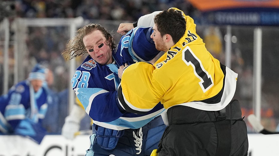 Lightning, Bruins goalies fight during Stadium Series matchup
