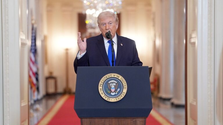 Trump halts Angel Families speech to check on woman in audience