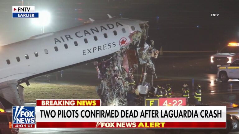 Two pilots dead after plane collides with vehicle at LaGuardia Airport