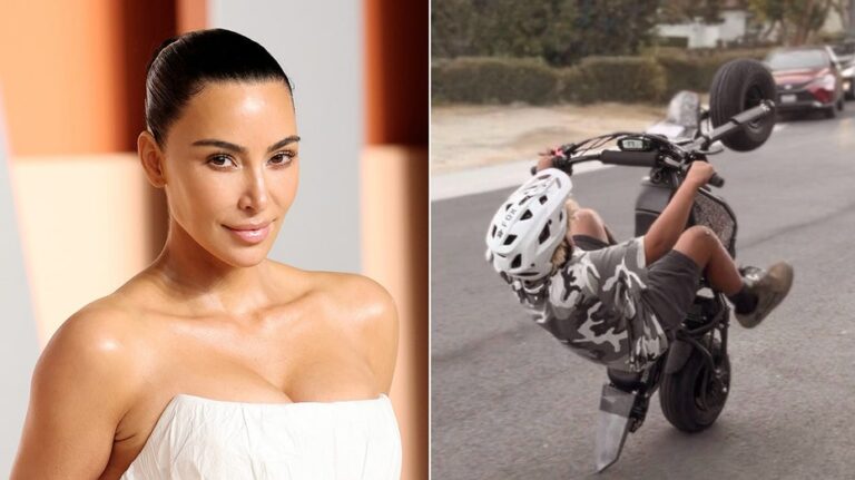 Kim Kardashian faces parenting police over praising son's 'dangerous' e-bike trick