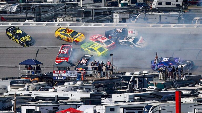 Bubba Wallace triggers one of the biggest wrecks in NASCAR history, 'Dega lap dances & Cowboy Pillow girls!