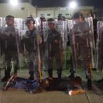 NJ state police corral agitators outside Delaney Hall detention center